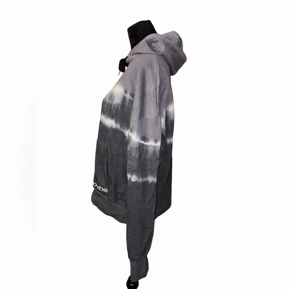 Bebe Sport Black White Tie Dye Hoodie Thumb Holes 2X & 3X